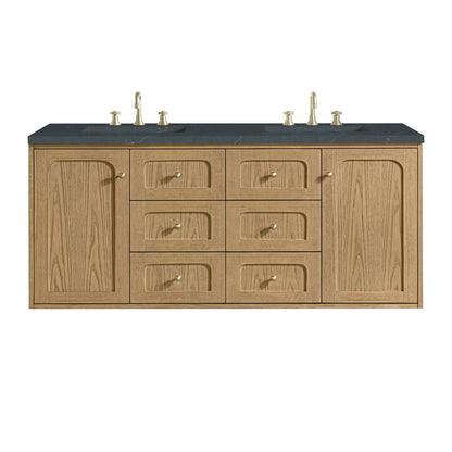 James Martin - Laurent 60" Double Vanity, Light Natural Oak, w/ 3 CM Charcoal Soapstone Quartz Top - 545-V60D-LNO-3CSP view 2