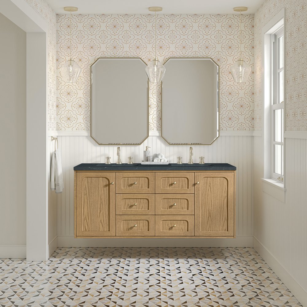 James Martin - Laurent 60" Double Vanity, Light Natural Oak, w/ 3 CM Charcoal Soapstone Quartz Top - 545-V60D-LNO-3CSP view 5