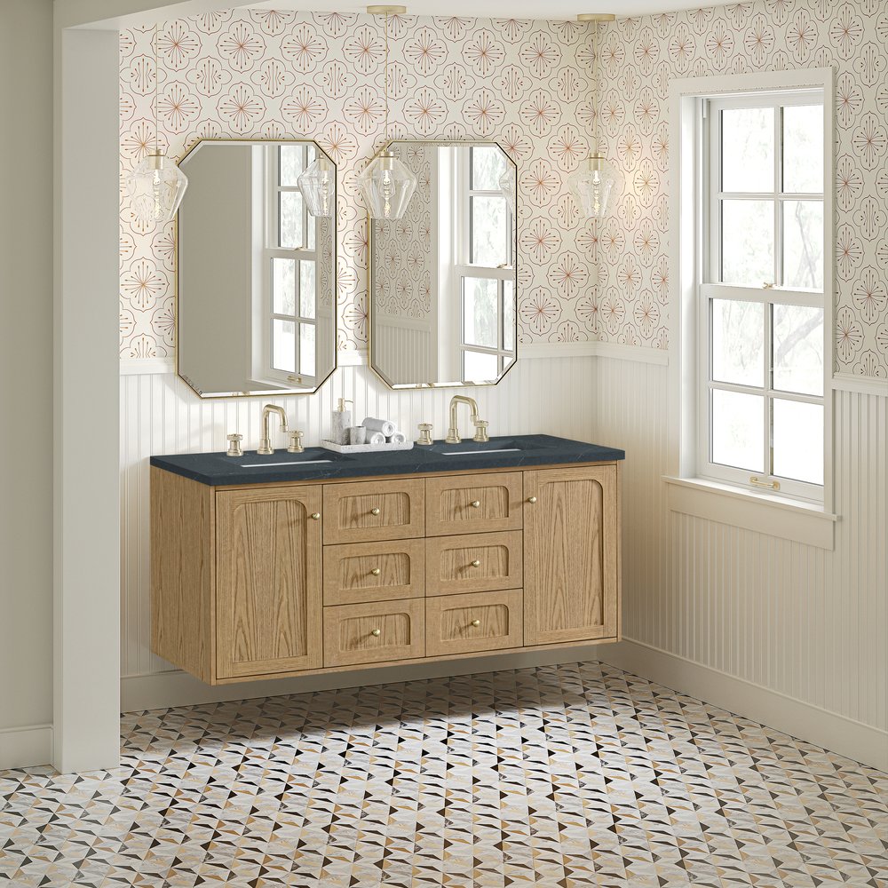James Martin - Laurent 60" Double Vanity, Light Natural Oak, w/ 3 CM Charcoal Soapstone Quartz Top - 545-V60D-LNO-3CSP view 7