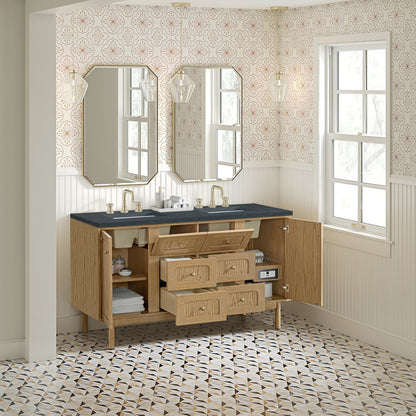 James Martin - Laurent 60" Double Vanity, Light Natural Oak, w/ 3 CM Charcoal Soapstone Quartz Top - 545-V60D-LNO-3CSP view 8