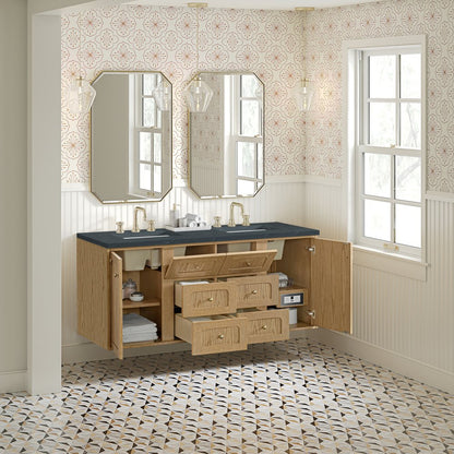 James Martin - Laurent 60" Double Vanity, Light Natural Oak, w/ 3 CM Charcoal Soapstone Quartz Top - 545-V60D-LNO-3CSP view 9