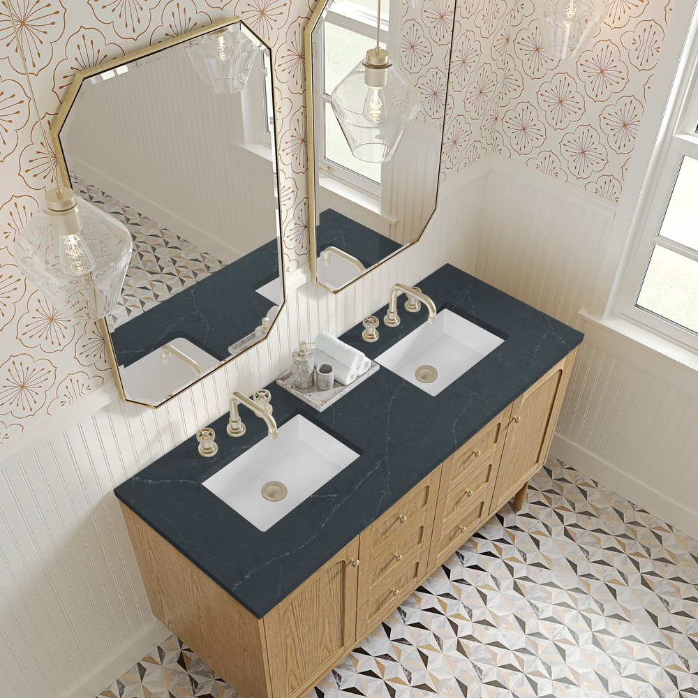 James Martin - Laurent 60" Double Vanity, Light Natural Oak, w/ 3 CM Charcoal Soapstone Quartz Top - 545-V60D-LNO-3CSP view 11