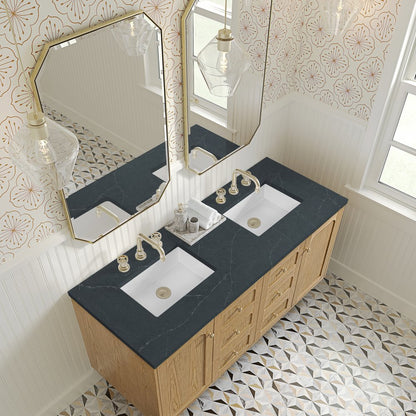 James Martin - Laurent 60" Double Vanity, Light Natural Oak, w/ 3 CM Charcoal Soapstone Quartz Top - 545-V60D-LNO-3CSP view 12
