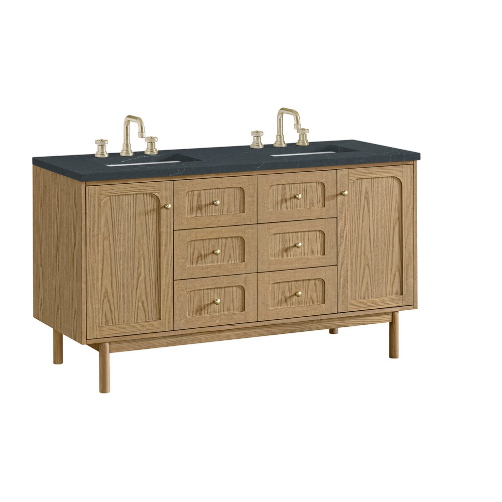 James Martin - Laurent 60" Double Vanity, Light Natural Oak, w/ 3 CM Charcoal Soapstone Quartz Top - 545-V60D-LNO-3CSP view 15