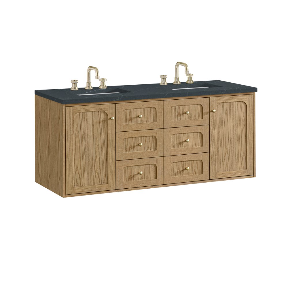 James Martin - Laurent 60" Double Vanity, Light Natural Oak, w/ 3 CM Charcoal Soapstone Quartz Top - 545-V60D-LNO-3CSP view 16