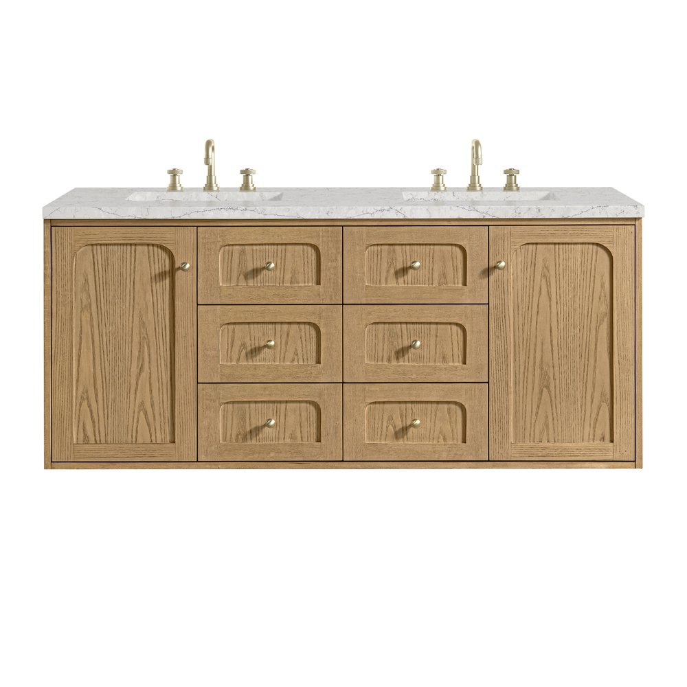 James Martin - Laurent 60" Double Vanity, Light Natural Oak, w/ 3 CM Eternal Jasmine Pearl Quartz Top - 545-V60D-LNO-3EJP view 2