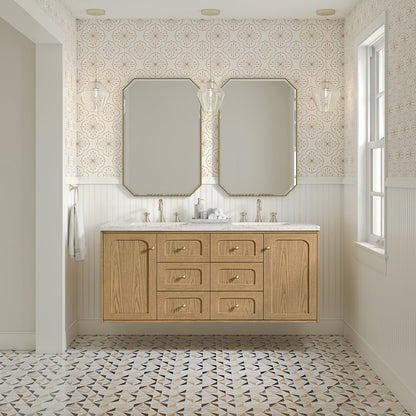 James Martin - Laurent 60" Double Vanity, Light Natural Oak, w/ 3 CM Eternal Jasmine Pearl Quartz Top w/FreePower Wireless Charger - 545-V60D-LNO-FEJP view 6