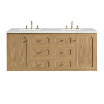 James Martin - Laurent 60" Double Vanity, Light Natural Oak, w/ 3 CM Ethereal Noctis Quartz Top - 545-V60D-LNO-3ENC view 2
