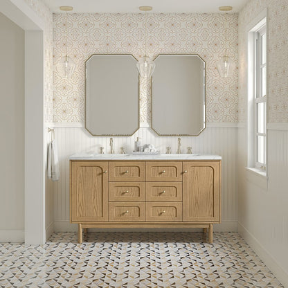 James Martin - Laurent 60" Double Vanity, Light Natural Oak, w/ 3 CM Ethereal Noctis Quartz Top - 545-V60D-LNO-3ENC view 4