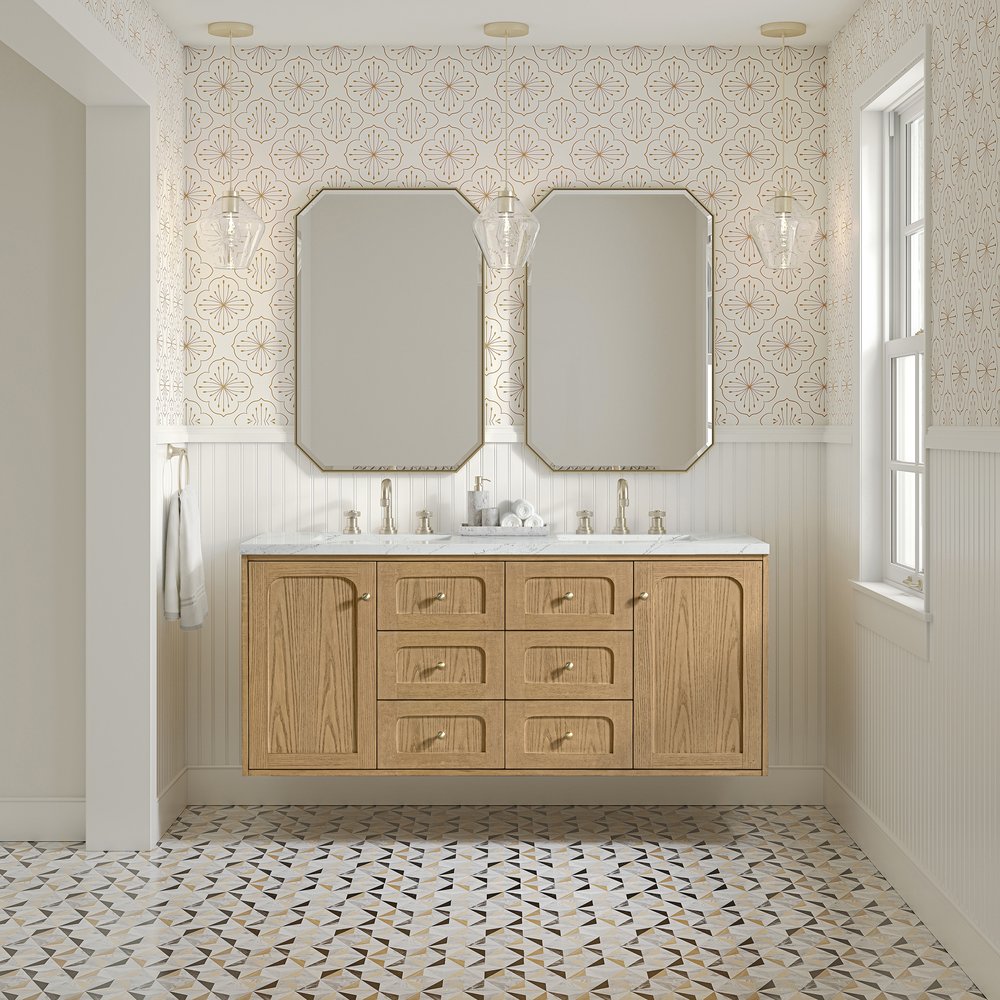 James Martin - Laurent 60" Double Vanity, Light Natural Oak, w/ 3 CM Ethereal Noctis Quartz Top - 545-V60D-LNO-3ENC view 5