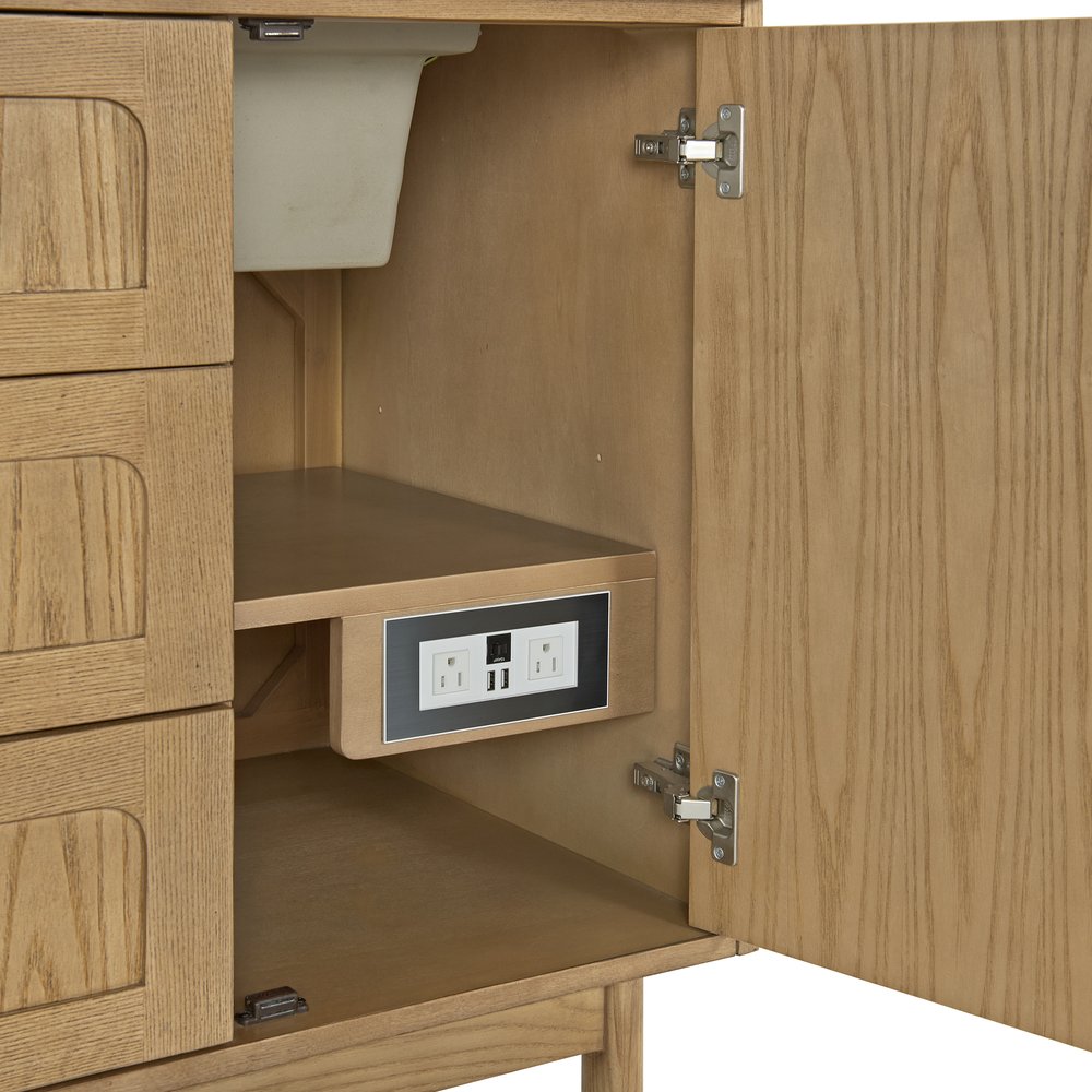 James Martin - Laurent 60" Double Vanity, Light Natural Oak, w/ 3 CM Ethereal Noctis Quartz Top - 545-V60D-LNO-3ENC view 18