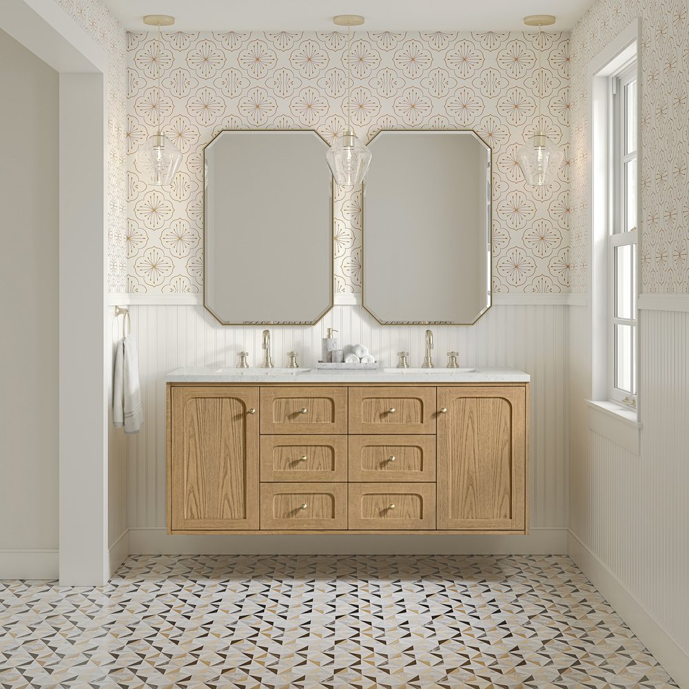 James Martin - Laurent 60" Double Vanity, Light Natural Oak, w/ 3 CM Lime Delight Quartz Top - 545-V60D-LNO-3LDL view 5