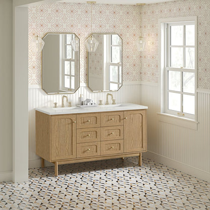 James Martin - Laurent 60" Double Vanity, Light Natural Oak, w/ 3 CM Lime Delight Quartz Top - 545-V60D-LNO-3LDL view 6