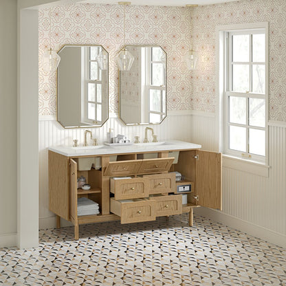 James Martin - Laurent 60" Double Vanity, Light Natural Oak, w/ 3 CM Lime Delight Quartz Top - 545-V60D-LNO-3LDL view 8