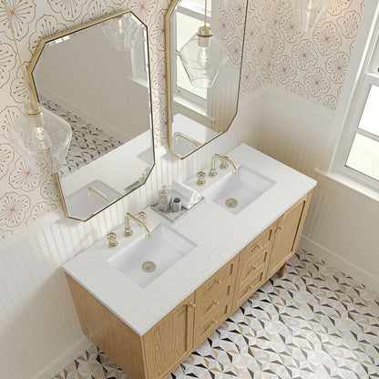 James Martin - Laurent 60" Double Vanity, Light Natural Oak, w/ 3 CM Lime Delight Quartz Top - 545-V60D-LNO-3LDL view 11