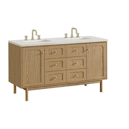 James Martin - Laurent 60" Double Vanity, Light Natural Oak, w/ 3 CM Lime Delight Quartz Top - 545-V60D-LNO-3LDL view 15