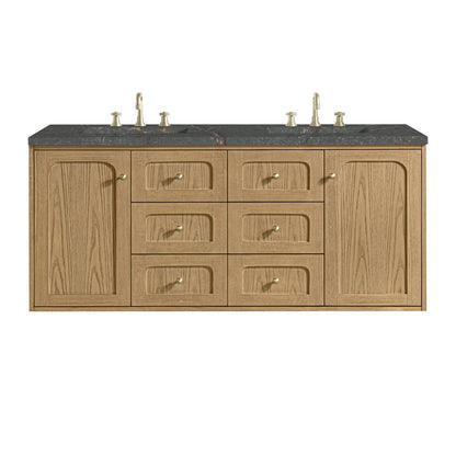James Martin - Laurent 60" Double Vanity, Light Natural Oak, w/ 3 CM Parisien Bleu Quartz Top - 545-V60D-LNO-3PBL view 2