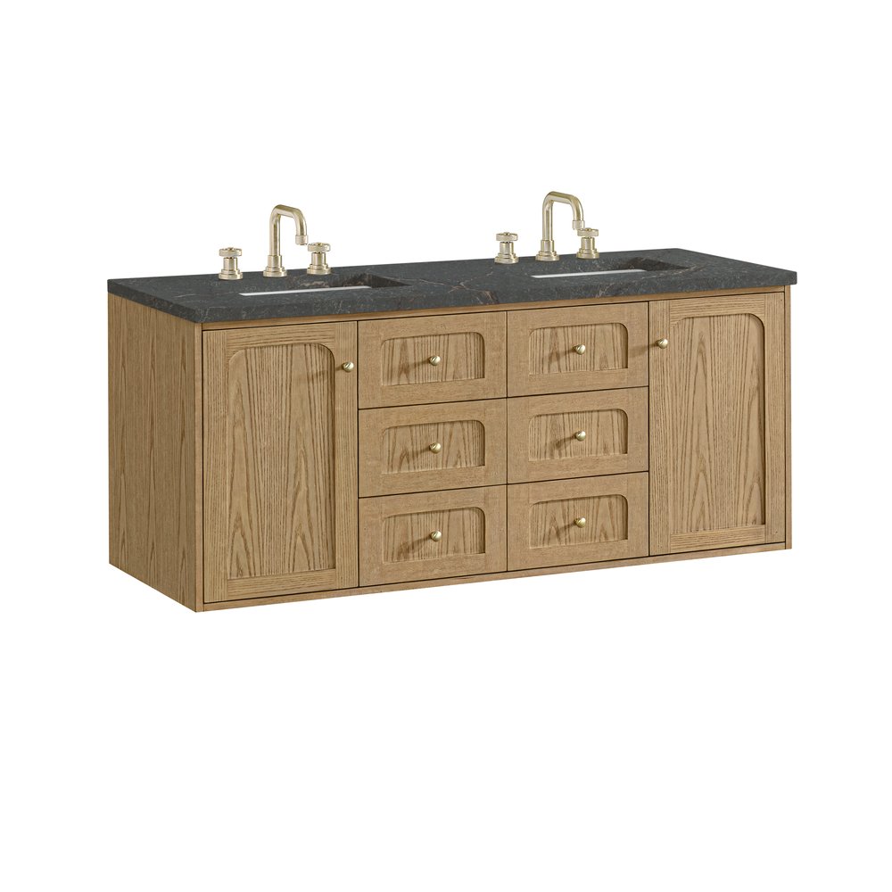 James Martin - Laurent 60" Double Vanity, Light Natural Oak, w/ 3 CM Parisien Bleu Quartz Top w/FreePower Wireless Charger - 545-V60D-LNO-FPBL view 17