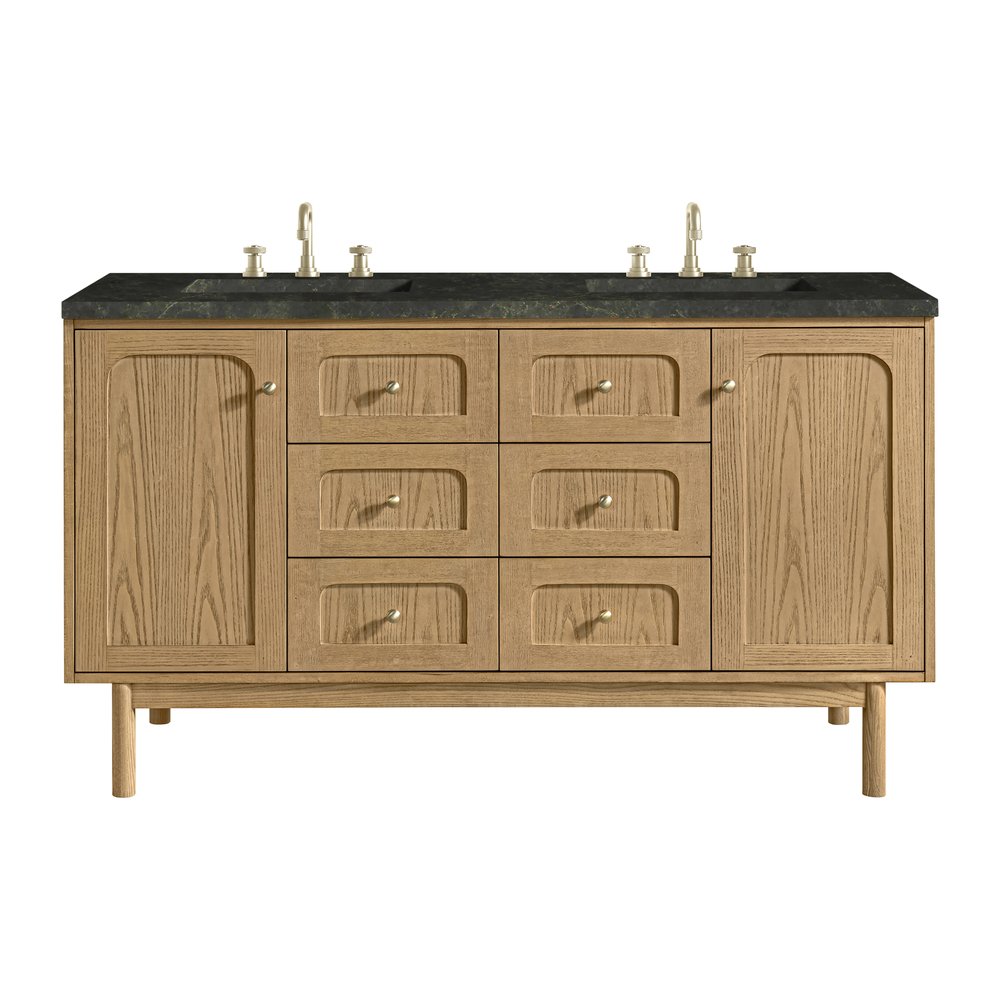 James Martin - Laurent 60" Double Vanity, Light Natural Oak, w/ 3 CM Phantome Eclos Top - 545-V60D-LNO-3PHT view 1