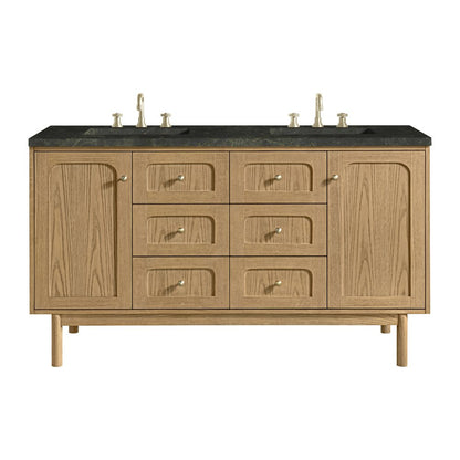 James Martin - Laurent 60" Double Vanity, Light Natural Oak, w/ 3 CM Phantome Eclos Top - 545-V60D-LNO-3PHT view 1