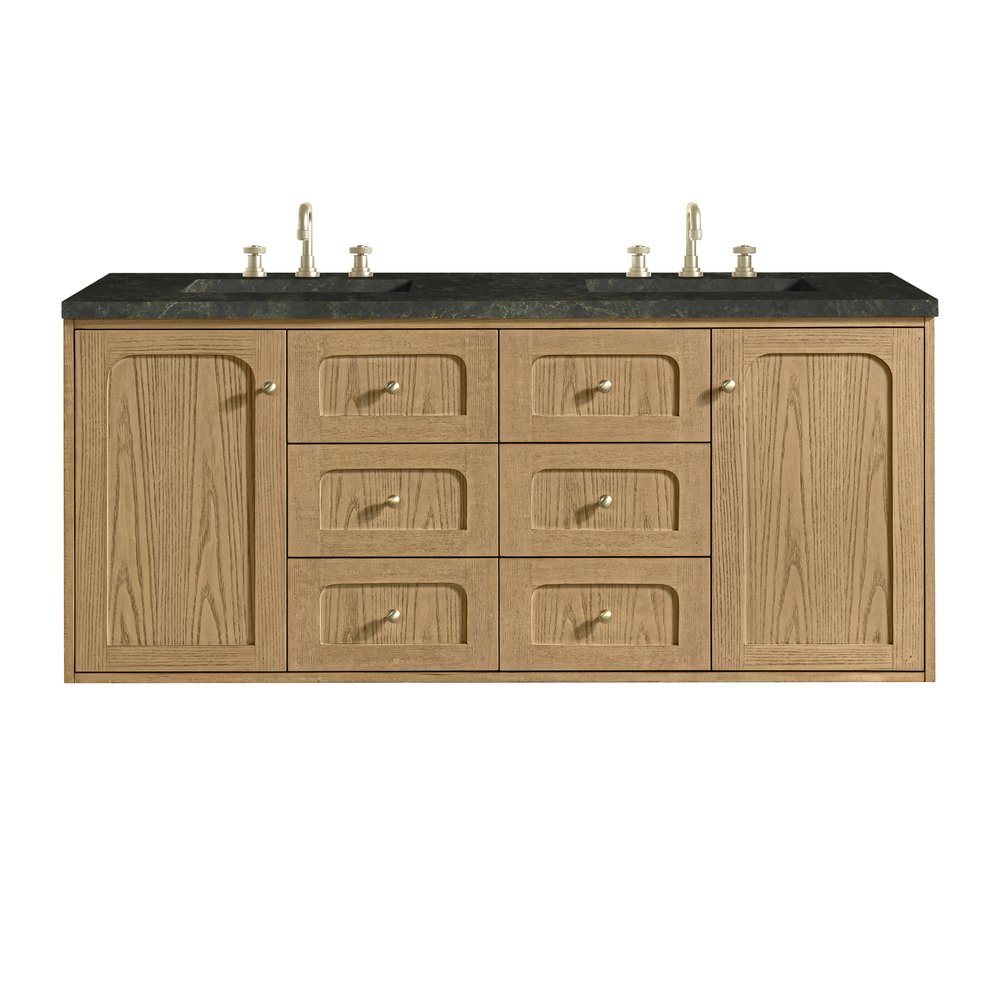 James Martin - Laurent 60" Double Vanity, Light Natural Oak, w/ 3 CM Phantome Eclos Top - 545-V60D-LNO-3PHT view 2