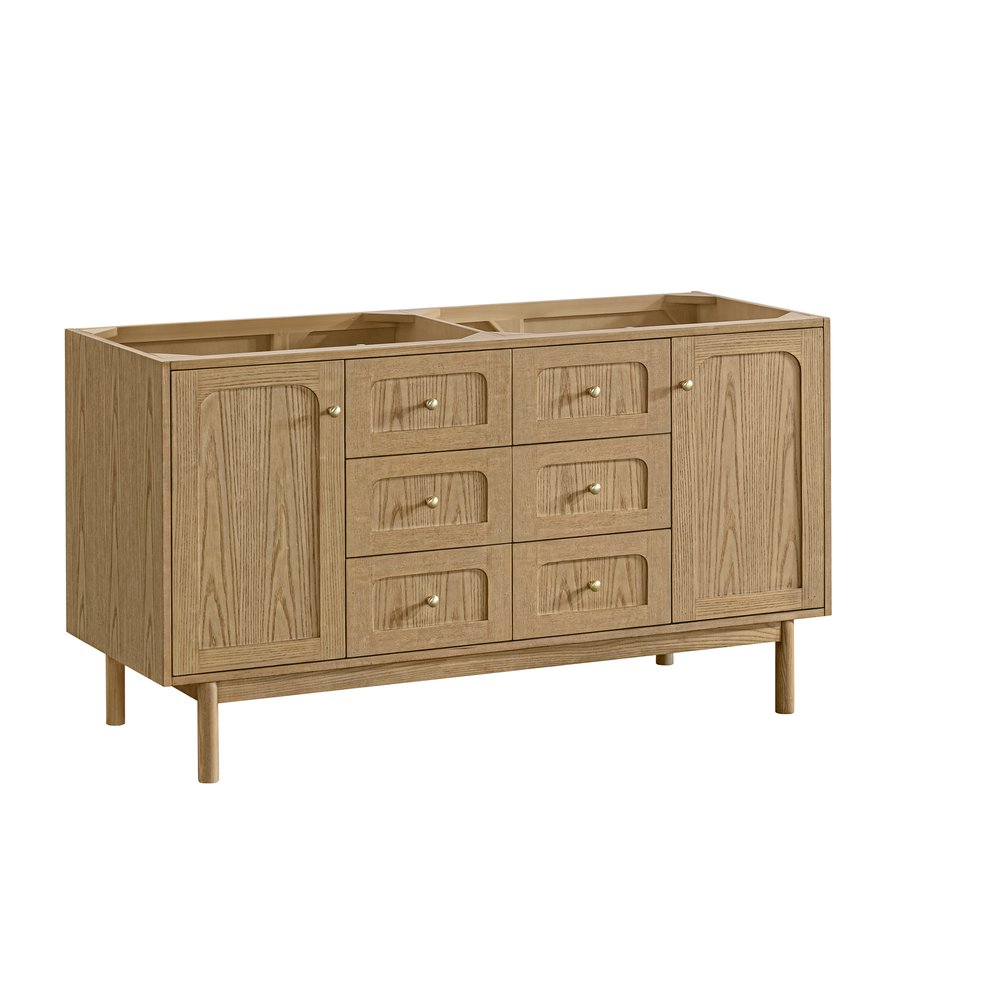 James Martin - Laurent 60" Double Vanity, Light Natural Oak, w/ 3 CM Phantome Eclos Top - 545-V60D-LNO-3PHT view 3