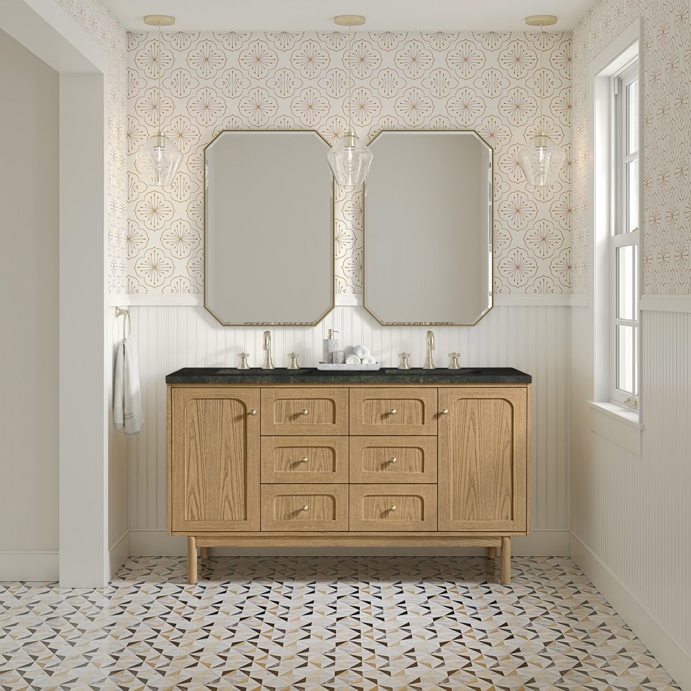James Martin - Laurent 60" Double Vanity, Light Natural Oak, w/ 3 CM Phantome Eclos Top - 545-V60D-LNO-3PHT view 4