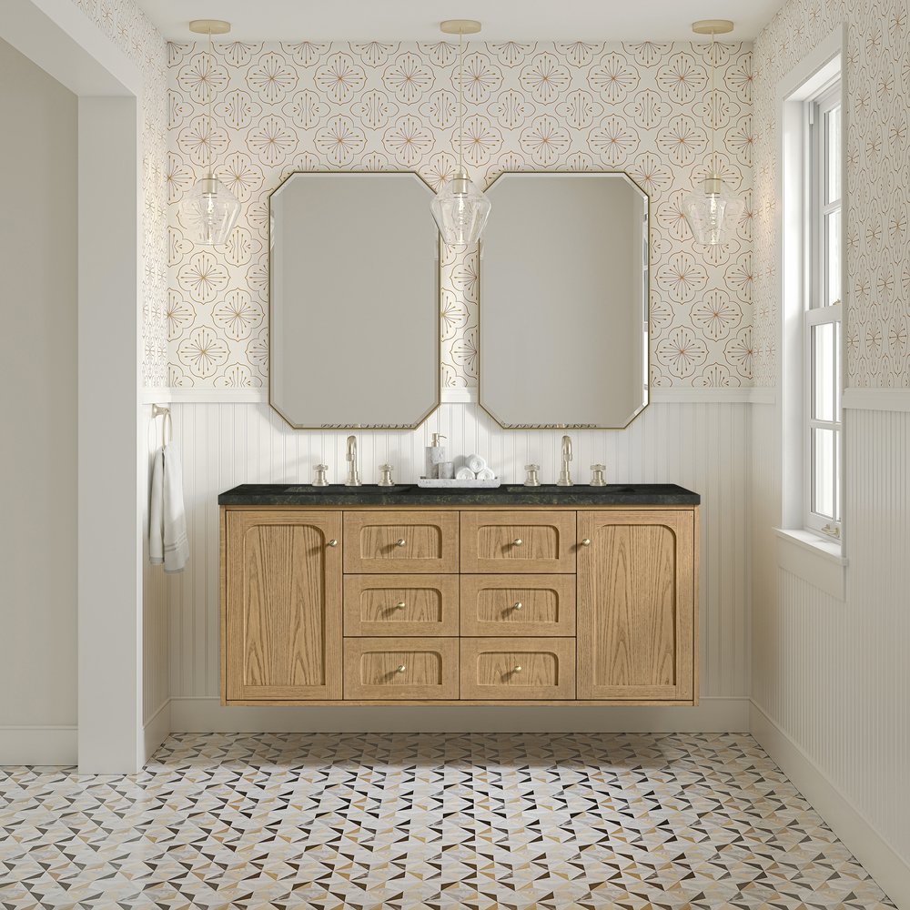 James Martin - Laurent 60" Double Vanity, Light Natural Oak, w/ 3 CM Phantome Eclos Top - 545-V60D-LNO-3PHT view 5