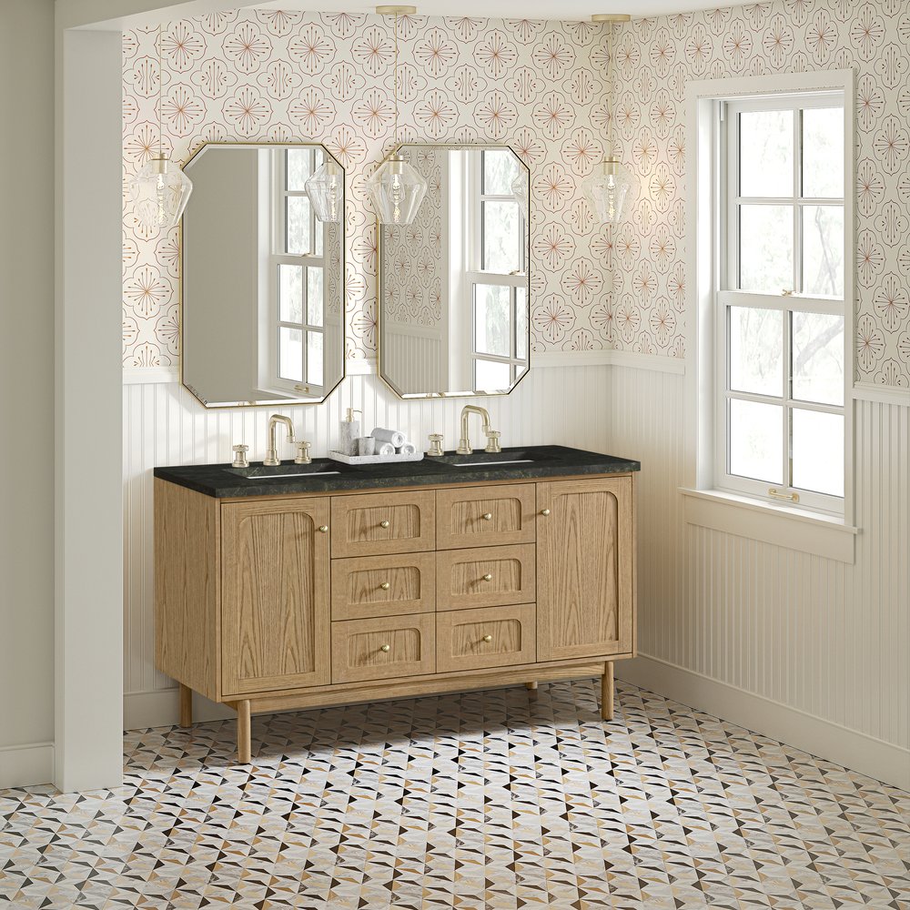 James Martin - Laurent 60" Double Vanity, Light Natural Oak, w/ 3 CM Phantome Eclos Top - 545-V60D-LNO-3PHT view 6