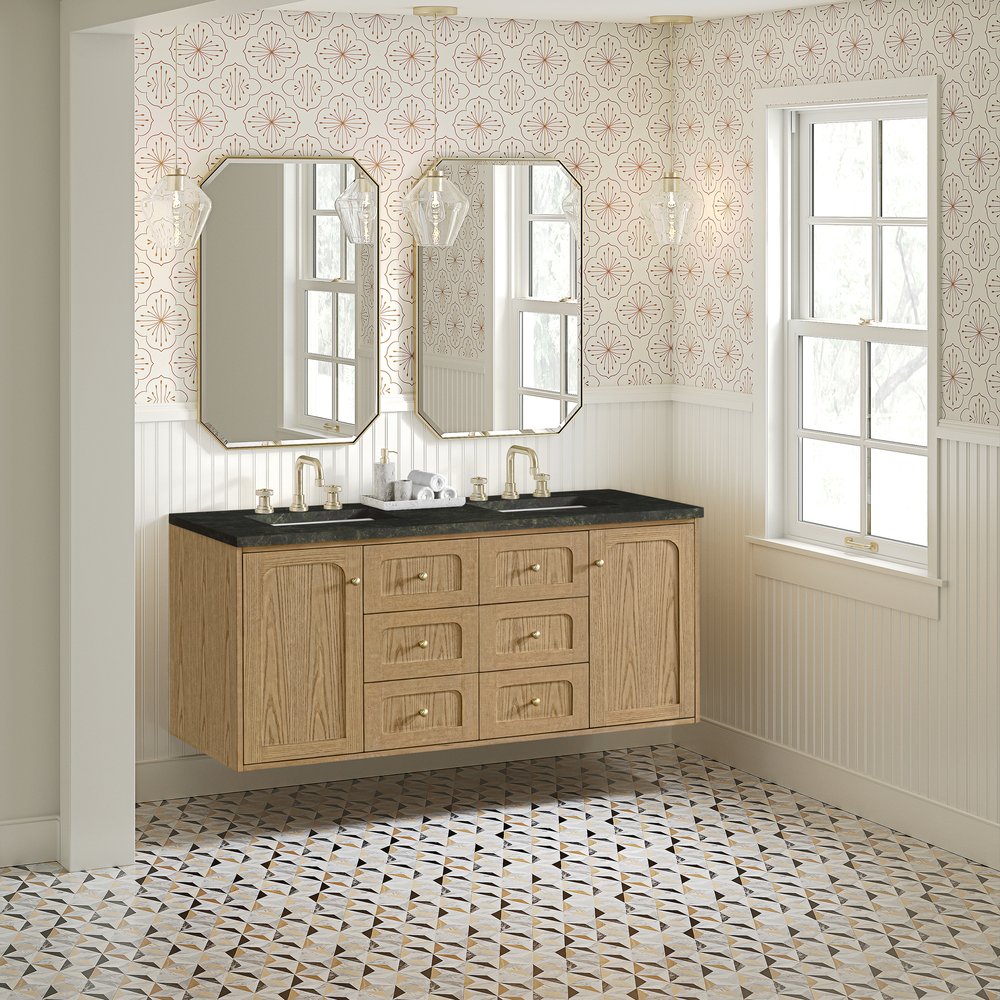 James Martin - Laurent 60" Double Vanity, Light Natural Oak, w/ 3 CM Phantome Eclos Top - 545-V60D-LNO-3PHT view 7