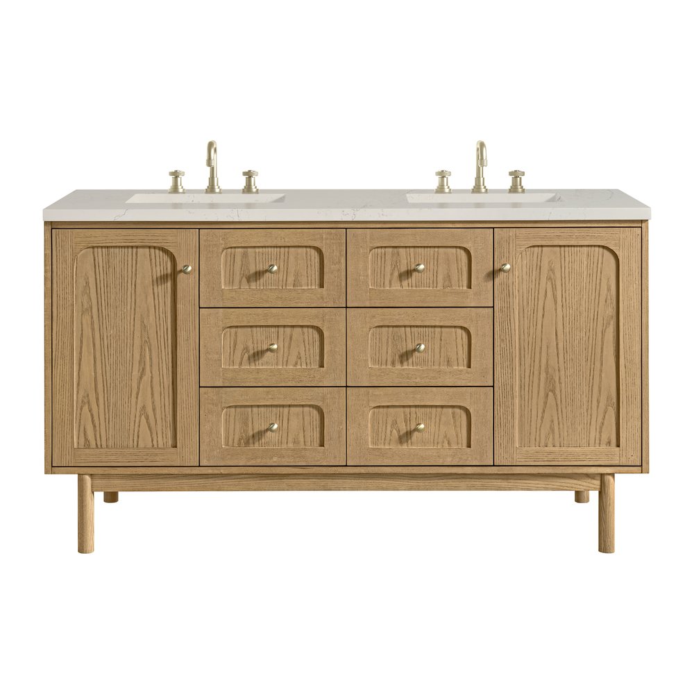 James Martin - Laurent 60" Double Vanity, Light Natural Oak, w/ 3 CM Siberian Silestone Top - 545-V60D-LNO-3SFR view 1