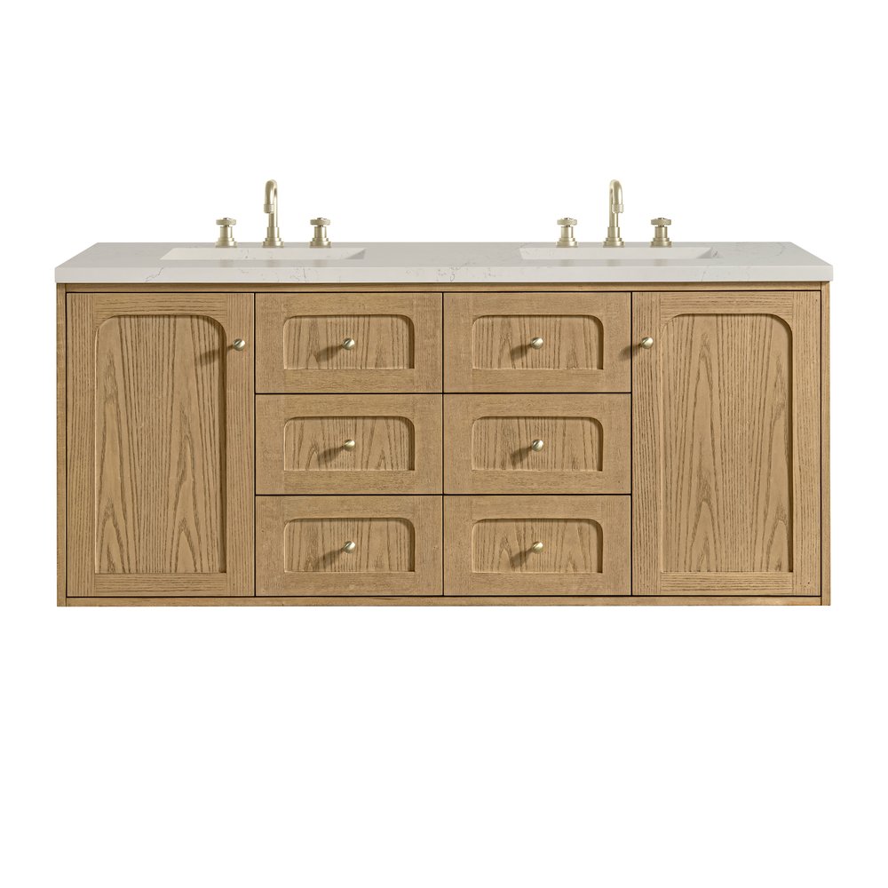 James Martin - Laurent 60" Double Vanity, Light Natural Oak, w/ 3 CM Siberian Silestone Top - 545-V60D-LNO-3SFR view 2