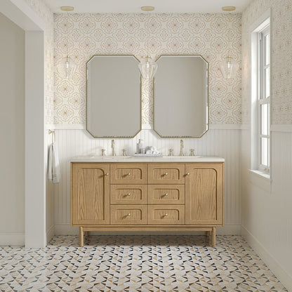 James Martin - Laurent 60" Double Vanity, Light Natural Oak, w/ 3 CM Siberian Silestone Top - 545-V60D-LNO-3SFR view 4