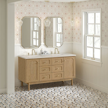James Martin - Laurent 60" Double Vanity, Light Natural Oak, w/ 3 CM Siberian Silestone Top - 545-V60D-LNO-3SFR view 6