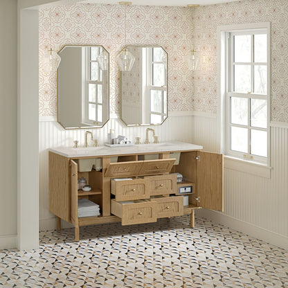 James Martin - Laurent 60" Double Vanity, Light Natural Oak, w/ 3 CM Siberian Silestone Top - 545-V60D-LNO-3SFR view 8