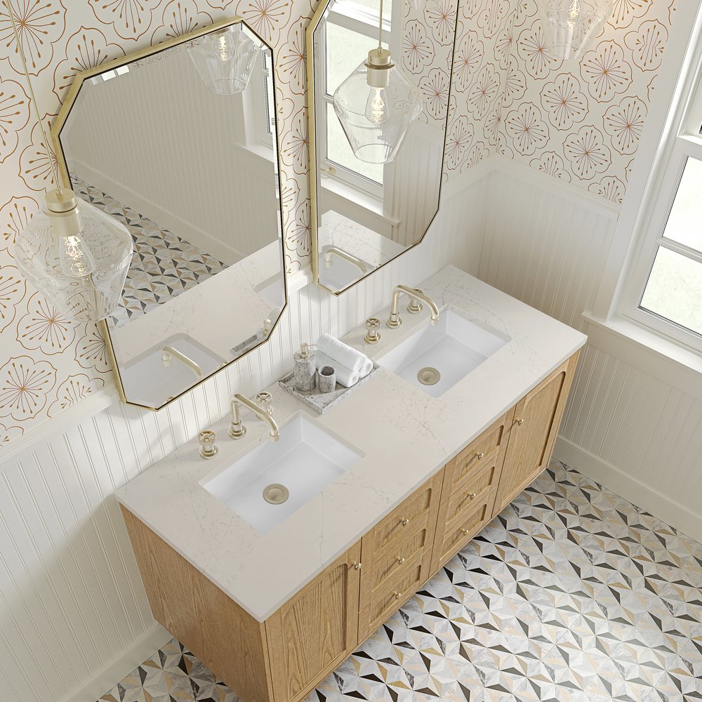 James Martin - Laurent 60" Double Vanity, Light Natural Oak, w/ 3 CM Siberian Silestone Top - 545-V60D-LNO-3SFR view 12