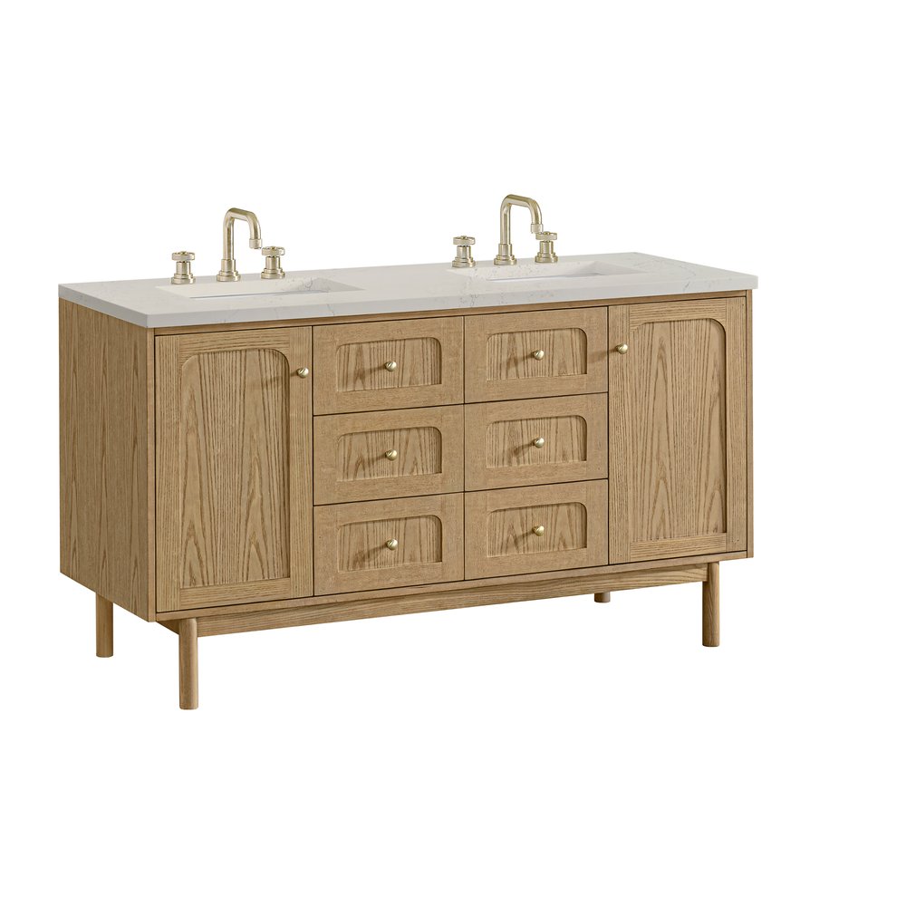 James Martin - Laurent 60" Double Vanity, Light Natural Oak, w/ 3 CM Siberian Silestone Top - 545-V60D-LNO-3SFR view 15