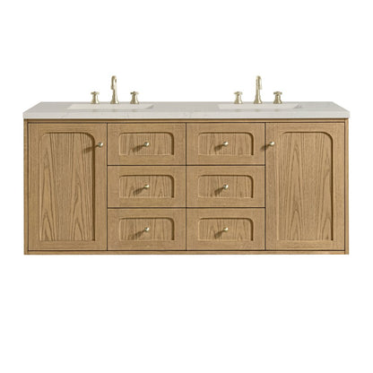 James Martin - Laurent 60" Double Vanity, Light Natural Oak, w/ 3 CM Siberian Silestone Top w/FreePower Wireless Charger - 545-V60D-LNO-FSFR view 2