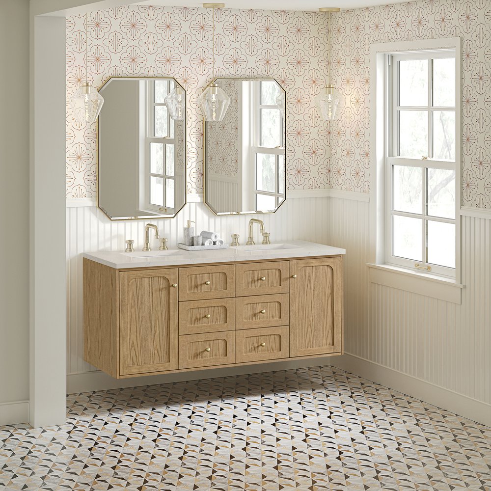 James Martin - Laurent 60" Double Vanity, Light Natural Oak, w/ 3 CM Siberian Silestone Top w/FreePower Wireless Charger - 545-V60D-LNO-FSFR view 7