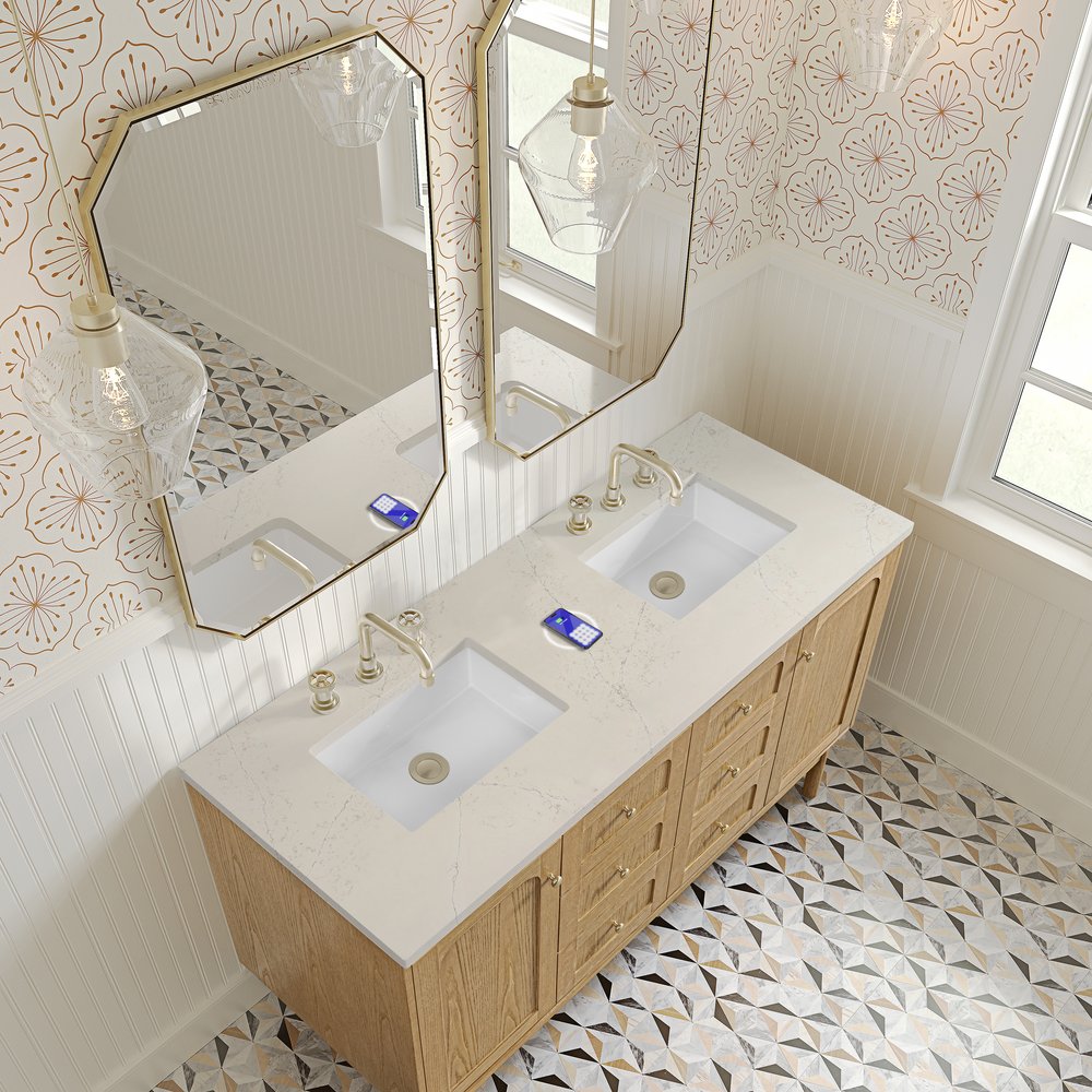 James Martin - Laurent 60" Double Vanity, Light Natural Oak, w/ 3 CM Siberian Silestone Top w/FreePower Wireless Charger - 545-V60D-LNO-FSFR view 11