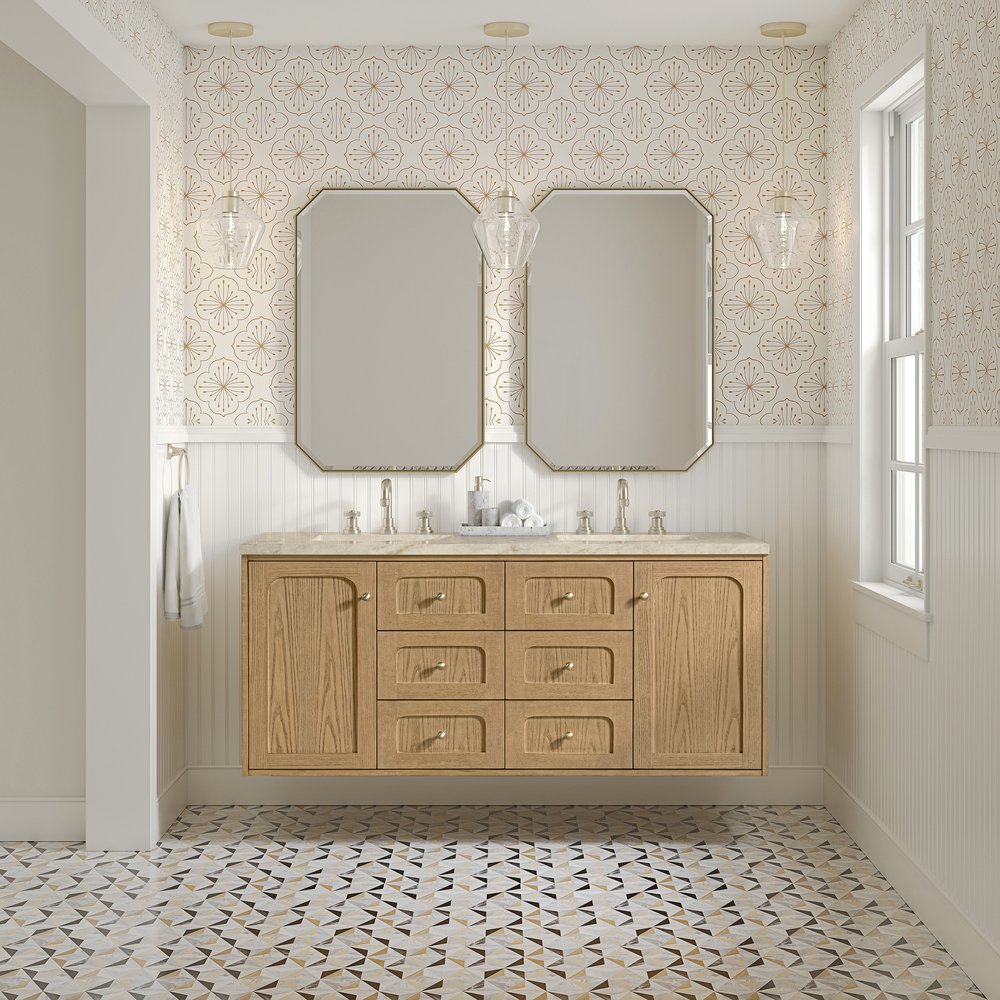 James Martin - Laurent 60" Double Vanity, Light Natural Oak, w/ 3 CM Tajnar Eclos Top - 545-V60D-LNO-3TJR view 5