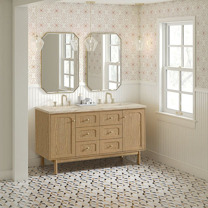 James Martin - Laurent 60" Double Vanity, Light Natural Oak, w/ 3 CM Tajnar Eclos Top - 545-V60D-LNO-3TJR view 6