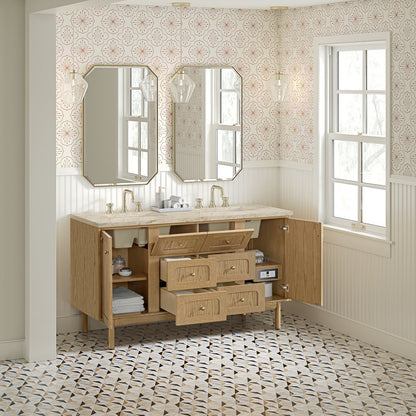 James Martin - Laurent 60" Double Vanity, Light Natural Oak, w/ 3 CM Tajnar Eclos Top - 545-V60D-LNO-3TJR view 8