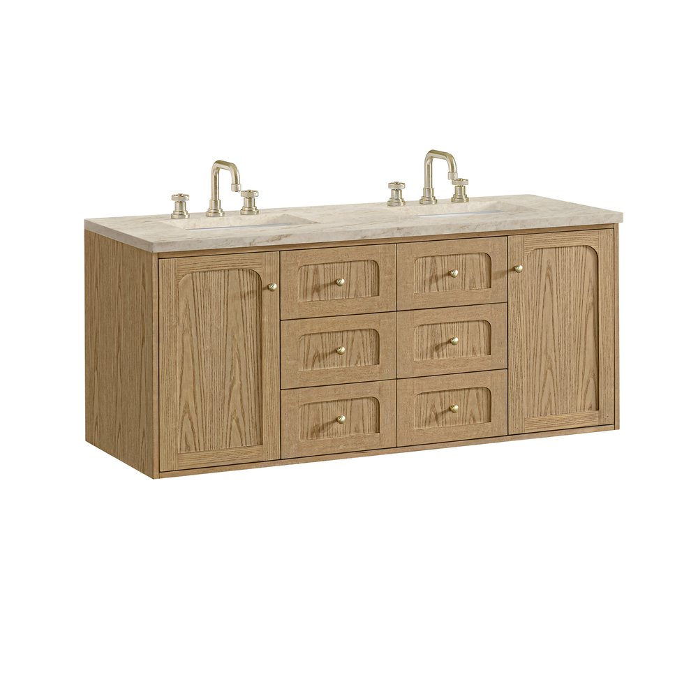 James Martin - Laurent 60" Double Vanity, Light Natural Oak, w/ 3 CM Tajnar Eclos Top - 545-V60D-LNO-3TJR view 16