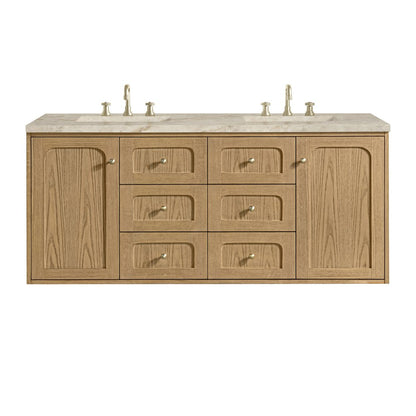 James Martin - Laurent 60" Double Vanity, Light Natural Oak, w/ 3 CM Tajnar Eclos Top w/FreePower Wireless Charger - 545-V60D-LNO-FTJR view 2