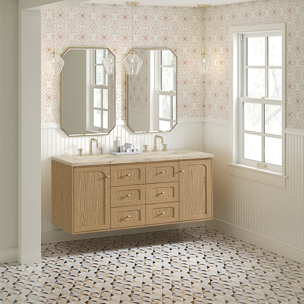 James Martin - Laurent 60" Double Vanity, Light Natural Oak, w/ 3 CM Tajnar Eclos Top w/FreePower Wireless Charger - 545-V60D-LNO-FTJR view 7
