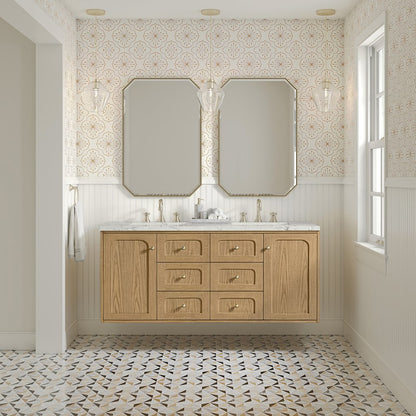 James Martin - Laurent 60" Double Vanity, Light Natural Oak, w/ 3 CM Victorian Silver Quartz Top - 545-V60D-LNO-3VSL view 5