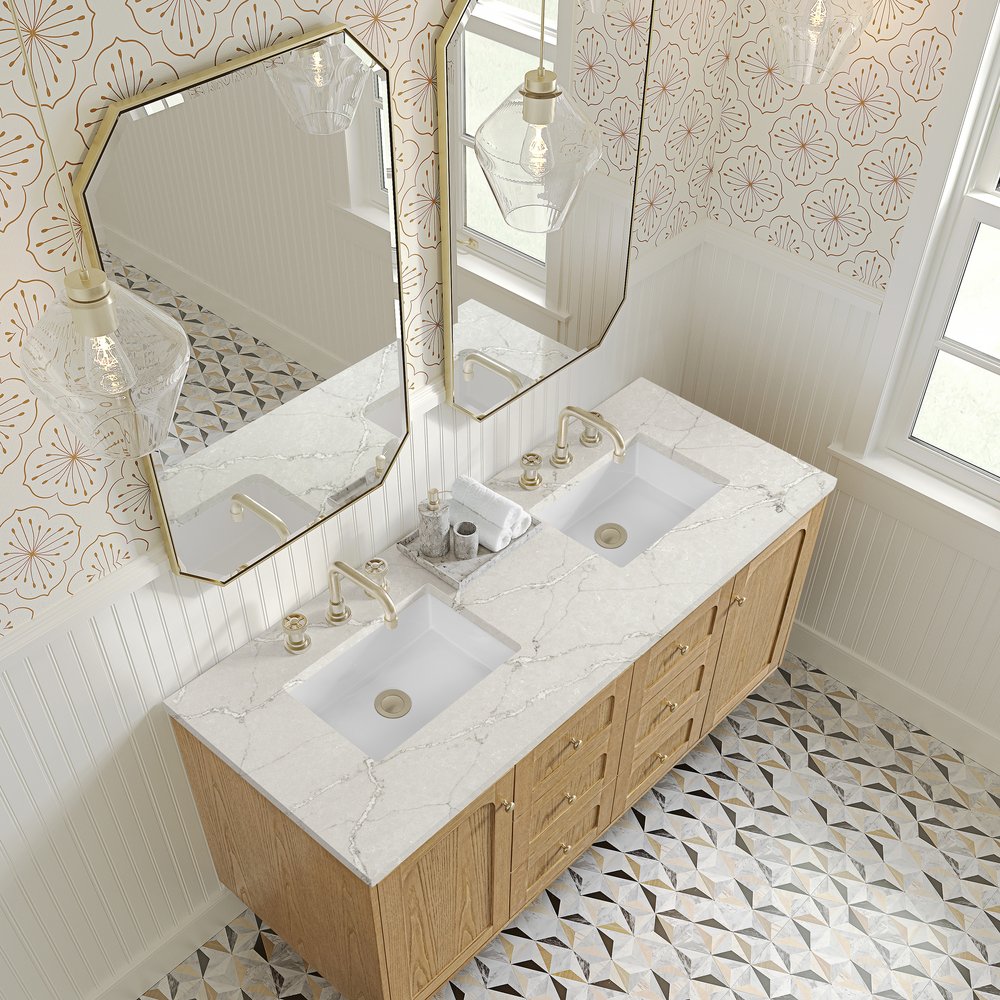 James Martin - Laurent 60" Double Vanity, Light Natural Oak, w/ 3 CM Victorian Silver Quartz Top - 545-V60D-LNO-3VSL view 12