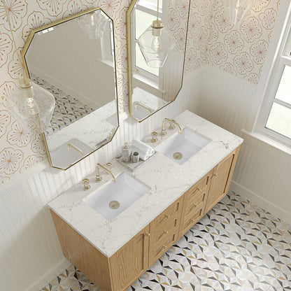 James Martin - Laurent 60" Double Vanity, Light Natural Oak, w/ 3 CM Victorian Silver Quartz Top - 545-V60D-LNO-3VSL view 12