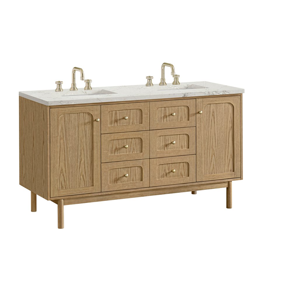 James Martin - Laurent 60" Double Vanity, Light Natural Oak, w/ 3 CM Victorian Silver Quartz Top - 545-V60D-LNO-3VSL view 15